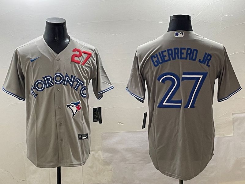 Men Toronto Blue Jays #27 Guerrero jr Grey Game 2025 Nike MLB Jersey style 2->toronto blue jays->MLB Jersey